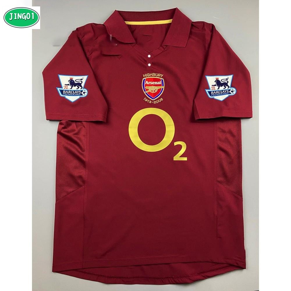 (JING) เสื้อบอล ย้อนยุค อาเซนอล เหย้า 2005 Retro Arsenal Home พร้อมเบอร์ชื่อ 14 HENRY อาร์มพรีเมียร์แบบกัมมะหยี่ อำลาไฮบิวรี่