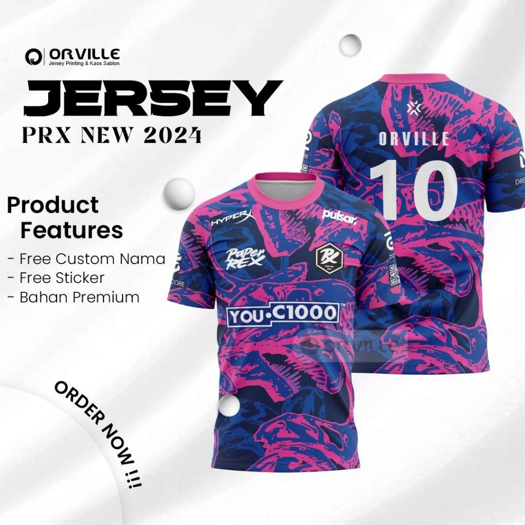 Jersey PRX PAPER REX ใหม ่ 2024 24/25 SG/KR ฟรี NICKNAME, NUMBER, & STICKER PRX