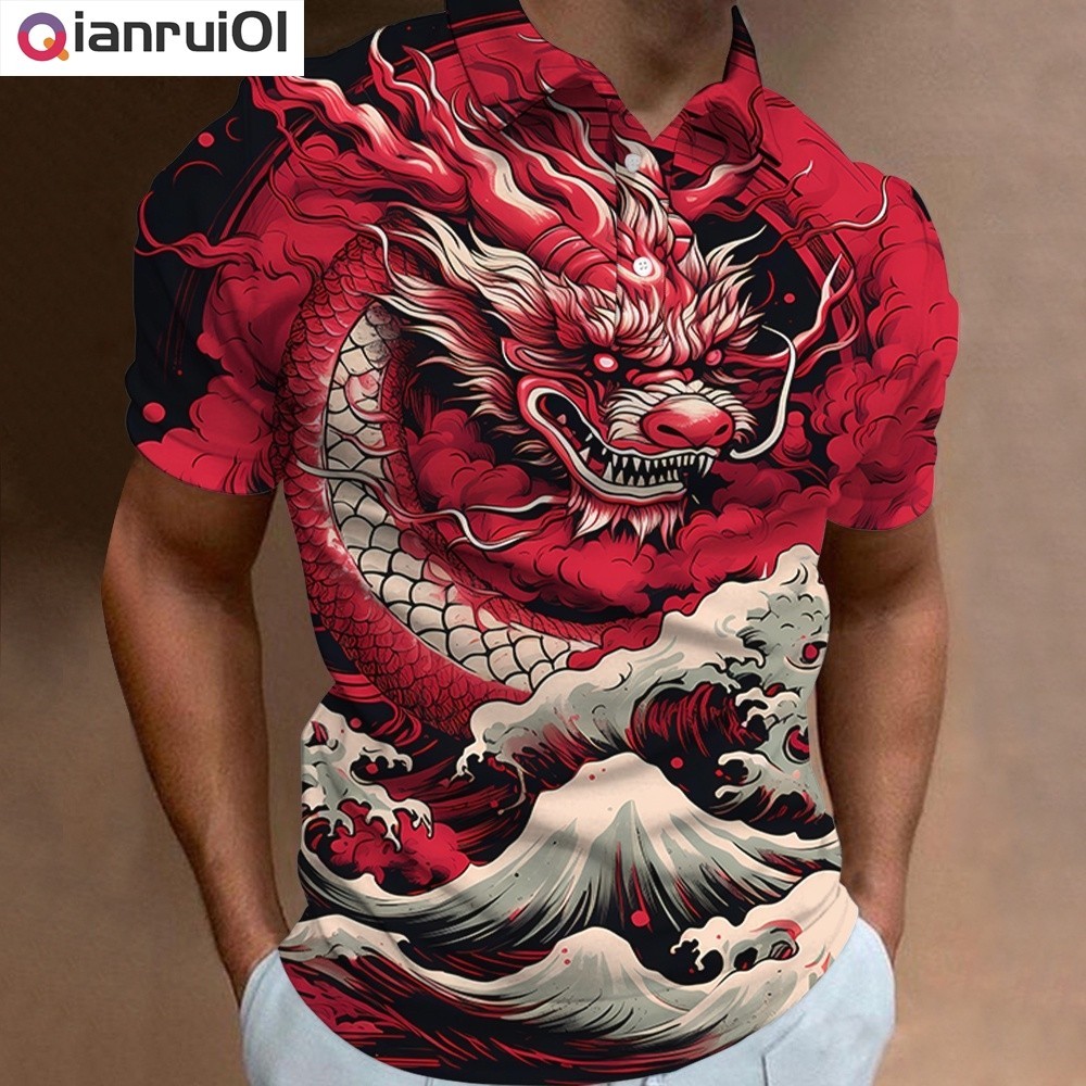เสื้อปีใหม่ Happy Chinese New Year 2024 ฉลองปีมังกรทอง ผ้า ใส่สบาย เนื้อผ้านุ่ม ลายสกรีนสวย งาน เสื้อโปโล
