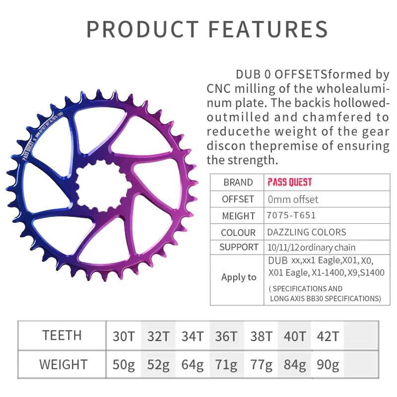 ❥ Rainbow SRAM NX Xx1 Eagle 0 มม.ห่วงโซ่กว้างแคบฟัน Chainwheel 30T 32T 34T