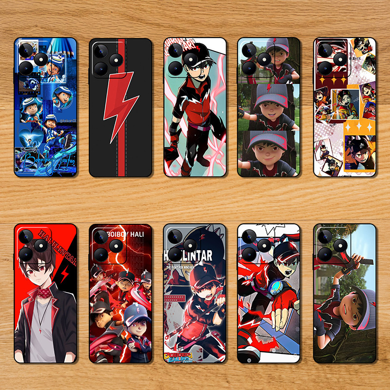 เคสโทรศัพท์สีดํานุ่มสําหรับRealme C21Y C25 C25Y C30 C30S C35 C51 C53 C55 C33 WA3 boboiboy halilintar