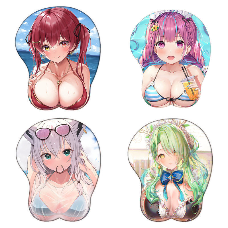 Virtual Youtuber Hololive ชุดว่ายน้ําความงามเล่นเกมน่ารักอะนิเมะ 3D Gamer Kawaii เซ็กซี่ Oppai Mousepad ซิลิกาเจลสายรัดข้อมือ