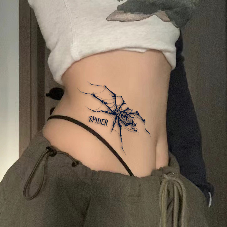 ʚɞ-ʚɞ สติ๊กเกอร์แทททูแมงมุมอังกฤษ Dark web สมุนไพร สีเข้มกึ่งถาวร กันน้ำและกันเหงื่อ ครอบงำสังคม ไม่