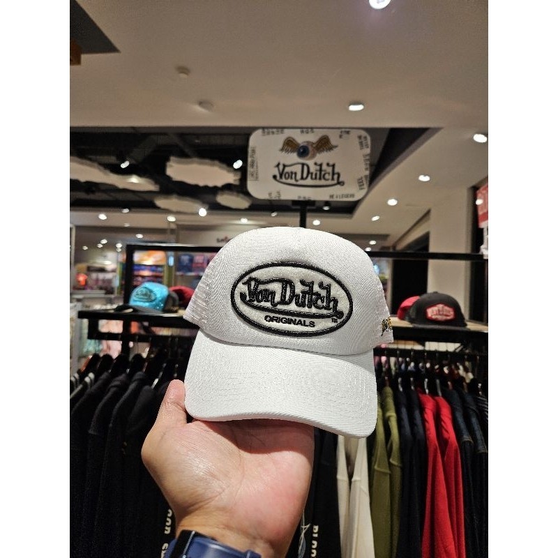 Von Dutch หมวกแก๊ปผู้ชาย - หมวก Vondutch สีขาว ของแท้