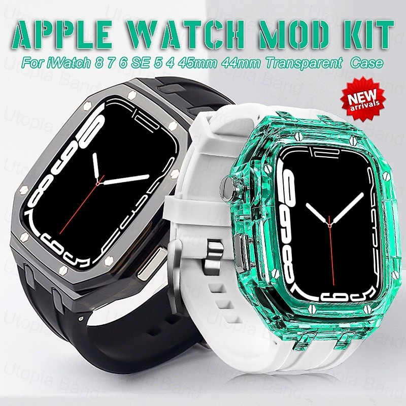 สายนาฬิกาข้อมือซิลิโคนยาง แบบใส แนวสปอร์ต สําหรับ Apple Watch Series 8 7 6 5 4 SE iWatch 45 มม. 44