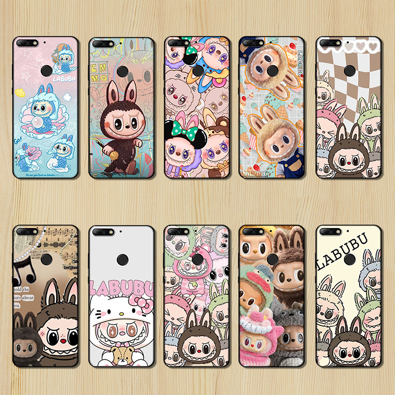 เคสโทรศัพท์สีดําแบบนุ่มสําหรับ Huawei Y6P Y7A Y8P Y9A Y5 Y6 Prime HT30 การออกแบบ labubu ของฝาครอบป้อ