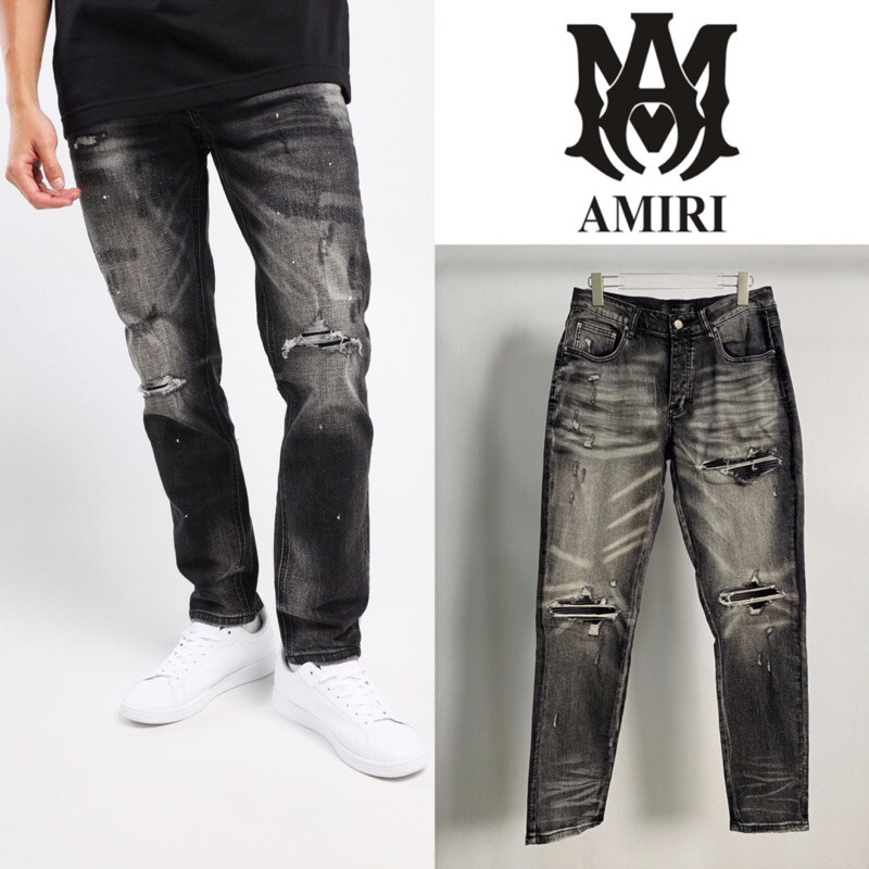 ♞,♘กางเกงยีนส์ขายาว Amiri Crystal MX1 Jeans bvc