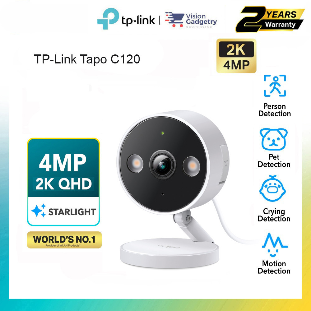 TP-Link Tapo C120 Wifi Camera Home Security 4MP 2K Full HD IP Camera กล้องวงจรปิดรองรับ