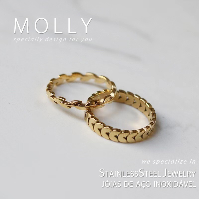 รูปแบบข้าวสาลีสแตนเลสสําหรับผู้หญิง Non Tarnish Gold Plated Hypoallergenic Minimalist แฟชั่นเครื่องประดับ