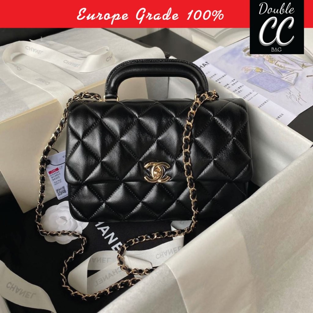 ️ ชาแนล Chanel️24c coco handle bag Lampskin VIP ️ สุภาพสตรี กระเป๋าสะพายไหล่