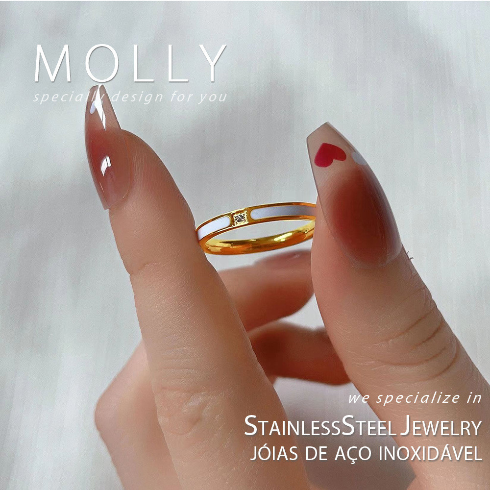 สแตนเลสสตีลแหวนเพชรขนาดเล็กสําหรับผู้หญิง Non Tarnish 18K Gold Plated คุณภาพสูง Minimalist แฟชั่นอุปกรณ์เสริมเครื่องประดับ