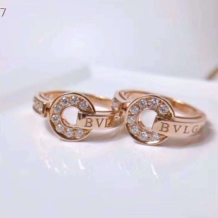 Bvlgari Baojia's แหวนเงินแท้ 925 ทรงกลม ลายตัวอักษร ของขวัญคู่รัก สําหรับผู้หญิง