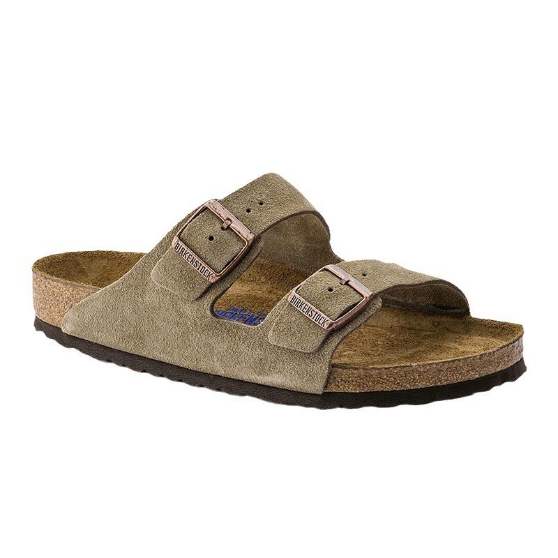 รองเท้า Birkenstock พื้นหนา, รองเท้าแตะ Cork Soled, รองเท้าแตะหนัง Double Breasted Boken