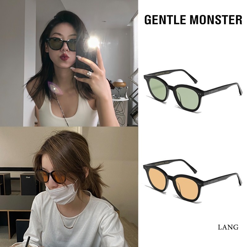 ♞New Gentle Monster(เจนเทิล มอนสเตอร์) LANG-สีเขียว ของแท้ แว่นตากันแดด เลนส์โพลาไรซ์ uv400 สําหรับ