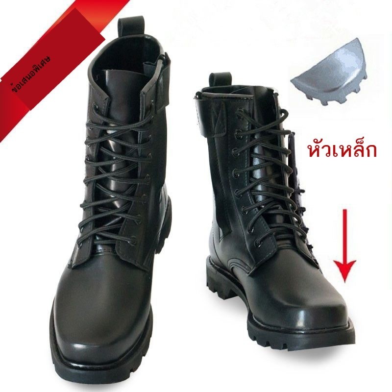ของแท้ไมโครไฟเบอร์หนังWorkwearผู้ชายHigh-Top Wool Steel-Toe Steel-Soled Martin Bootsรองเท้าฝึกอบรมผ