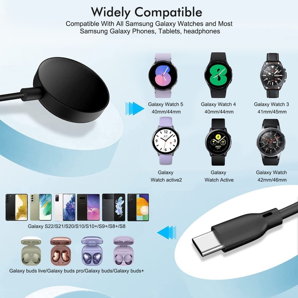 Usb C Charger สําหรับ Samsung Galaxy Watch 7 40 มม.44 มม. FE Ultra 2 in 1 ประเภท C USB สาย 3.94 fit สําหรับ Galaxy Watch 5 Pro/5/4 /4 คลาสสิก Galaxy S22/21