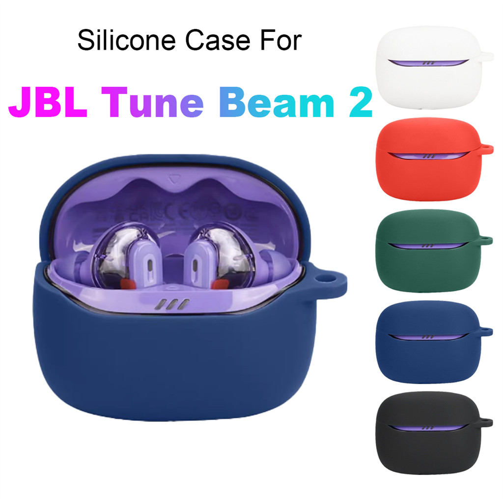 ซิลิโคนป้องกันกรณีสําหรับ JBL Tune Beam 2 หูฟังพร้อมตะขอสีทึบกันกระแทก Anti-Scratch Shell