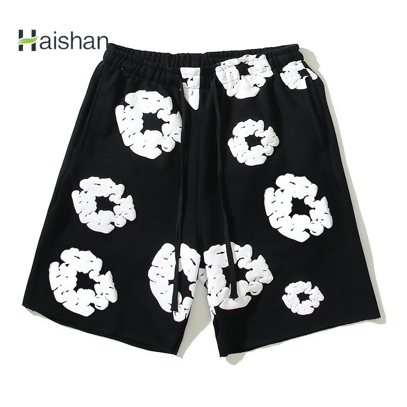 (hai Shan) กางเกงขาสั้น ผ้าแจ็คคาร์ด ลายเรียบง่าย สไตล์สปอร์ต สําหรับผู้ชาย และผู้หญิง