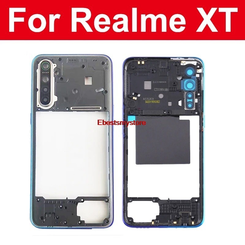 Ebmy-กลางกรอบที่อยู่อาศัย Bezel สําหรับ OPPO Realme XT กรอบกลางผู้ถือปุ่มด้านข้างกล้องเลนส์ฝาครอบอะไหล่