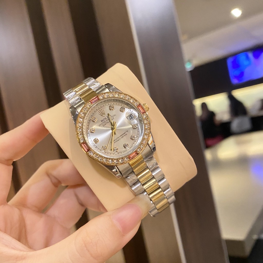 Rolex การเคลื่อนไหวนําเข้า 33mm นาฬิกาผู้หญิง