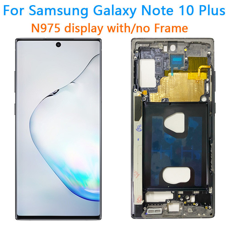 100% Note10 AMOLED สุดๆบวกสำหรับ Samsung Galaxy Note 10 Plus N975จอแอลซีดีสำหรับ N975f แสดงผล +