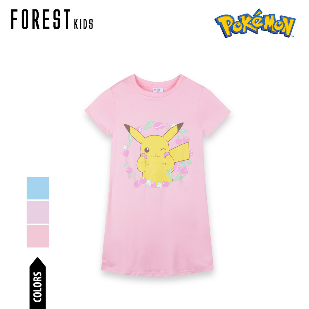 Forest Baju Tidur / ชุดนอน (1 ชิ้น) Pokémon Kids Microfibre Spandex Sleep Dress Selected Colours - P