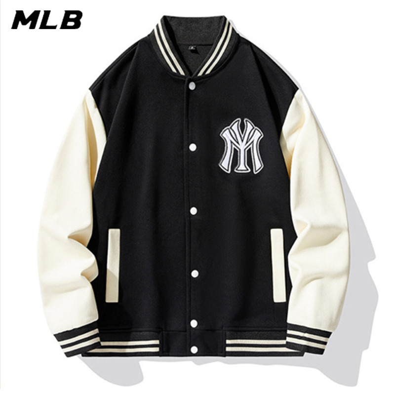 ♞,♘Mlb 100% Original ปักโลโก้ Unisex Bomber Jacket Simplicity Casual Fashion Coat gf