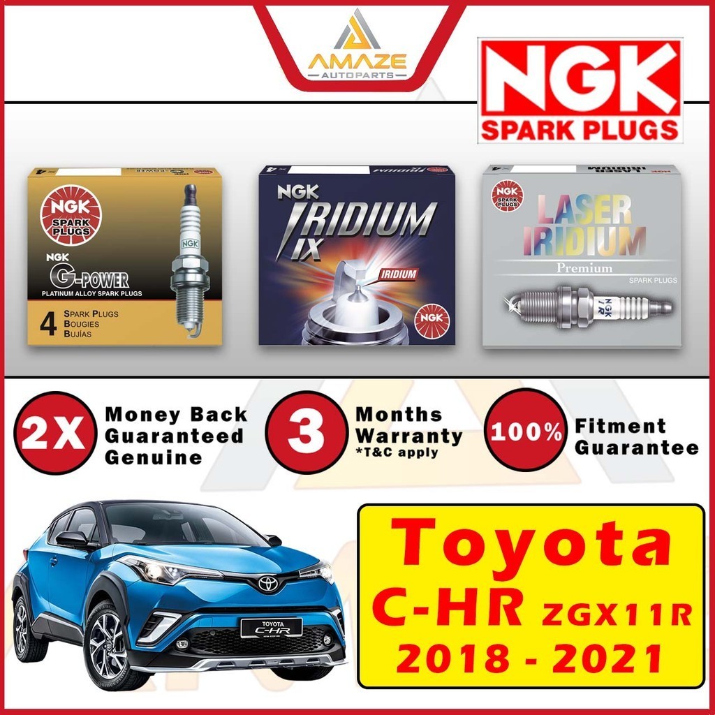 หัวเทียน NGK (G-Power Platinum / Iridium IX / Laser Iridium) สําหรับ Toyota C-HR / CHR (2008-2021) [