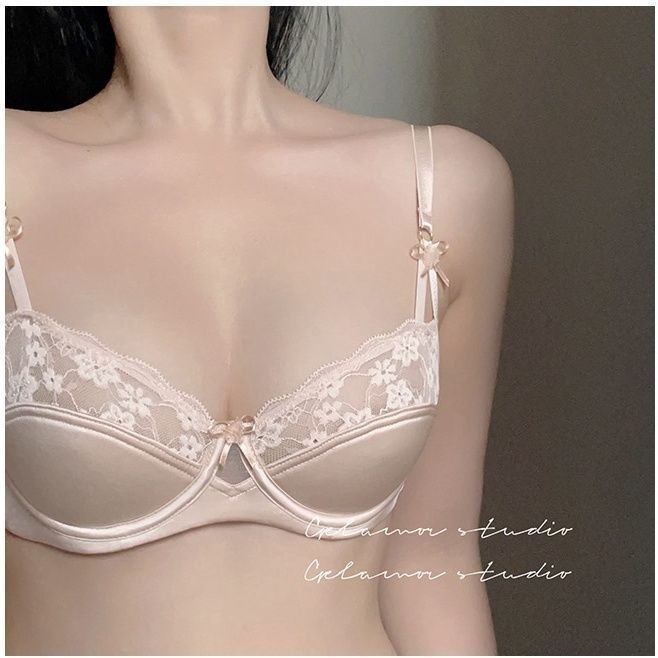 ชุดชั้นในดันทรง ลูกไม้ เซ็กซี่ บางเฉียบ ใส่สบาย ครึ่งคัพ สไตล์ฝรั่งเศส สําหรับผู้หญิง