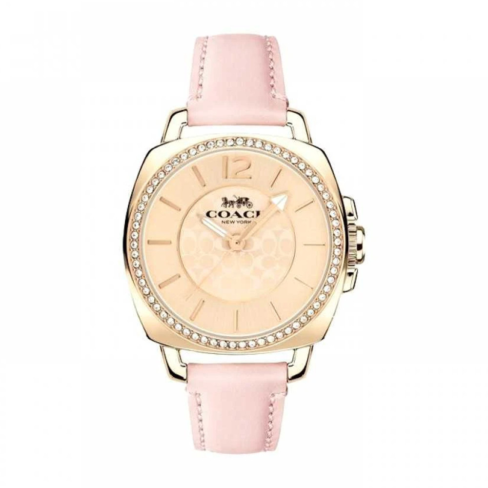 ♞,♘Coach CO14503981 Boyfriend Women's  Watch Gold Dial Pink Leather นาฬิกาข้อมือผู้หญิง สี Pink
