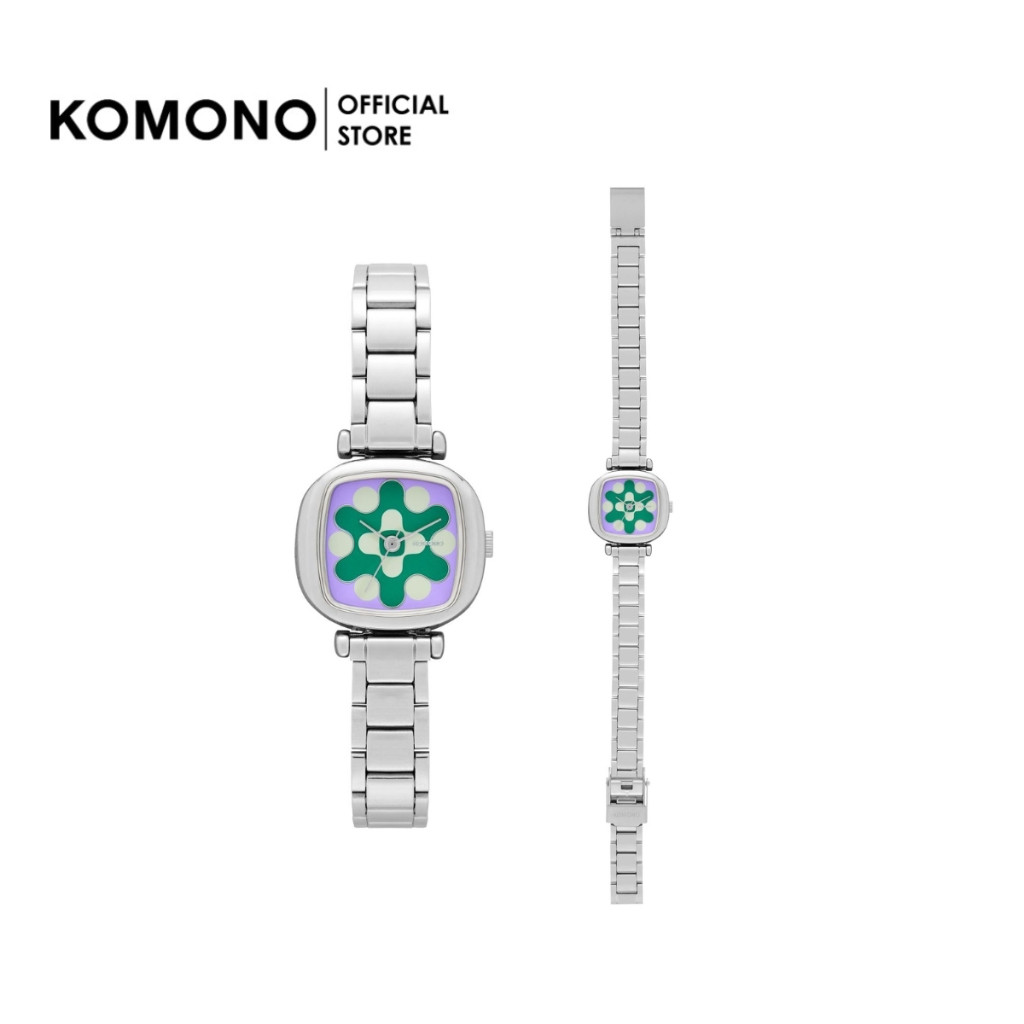 KOMONO Moneypenny Aurora Tire Silver Lilac  นาฬิกาผู้หญิง โลหะ หน้าปัดสี่เหลี่ยมเล็ก นาฬิกาทำงาน/แฟ