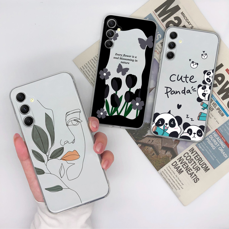 เคสโทรศัพท์มือถือ ซิลิโคนนิ่ม TPU ใส ลายแพนด้าน่ารัก สําหรับ Samsung Galaxy A35 5G A35 6.6 นิ้ว