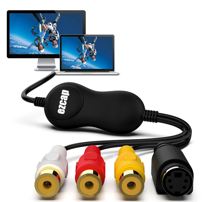 Original EZCAP AV S-Video USB 2.0 Audio Video Capture การ์ดแผ่นอะแดปเตอร์แปลง DVD DVR VHS สําหรับ Wi