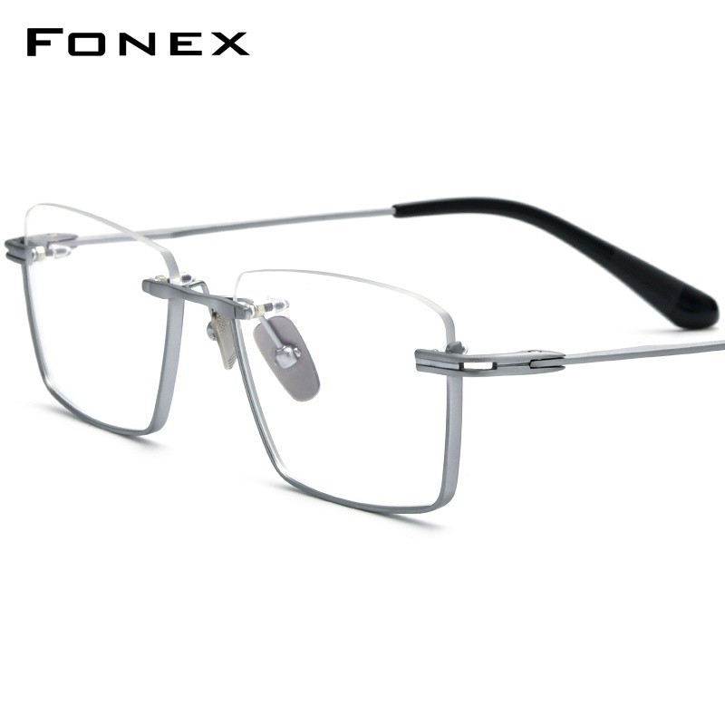 Fonex แว่นตา กรอบไทเทเนียม กึ่งขอบสี่เหลี่ยม สําหรับผู้ชาย 2022 DTX-416