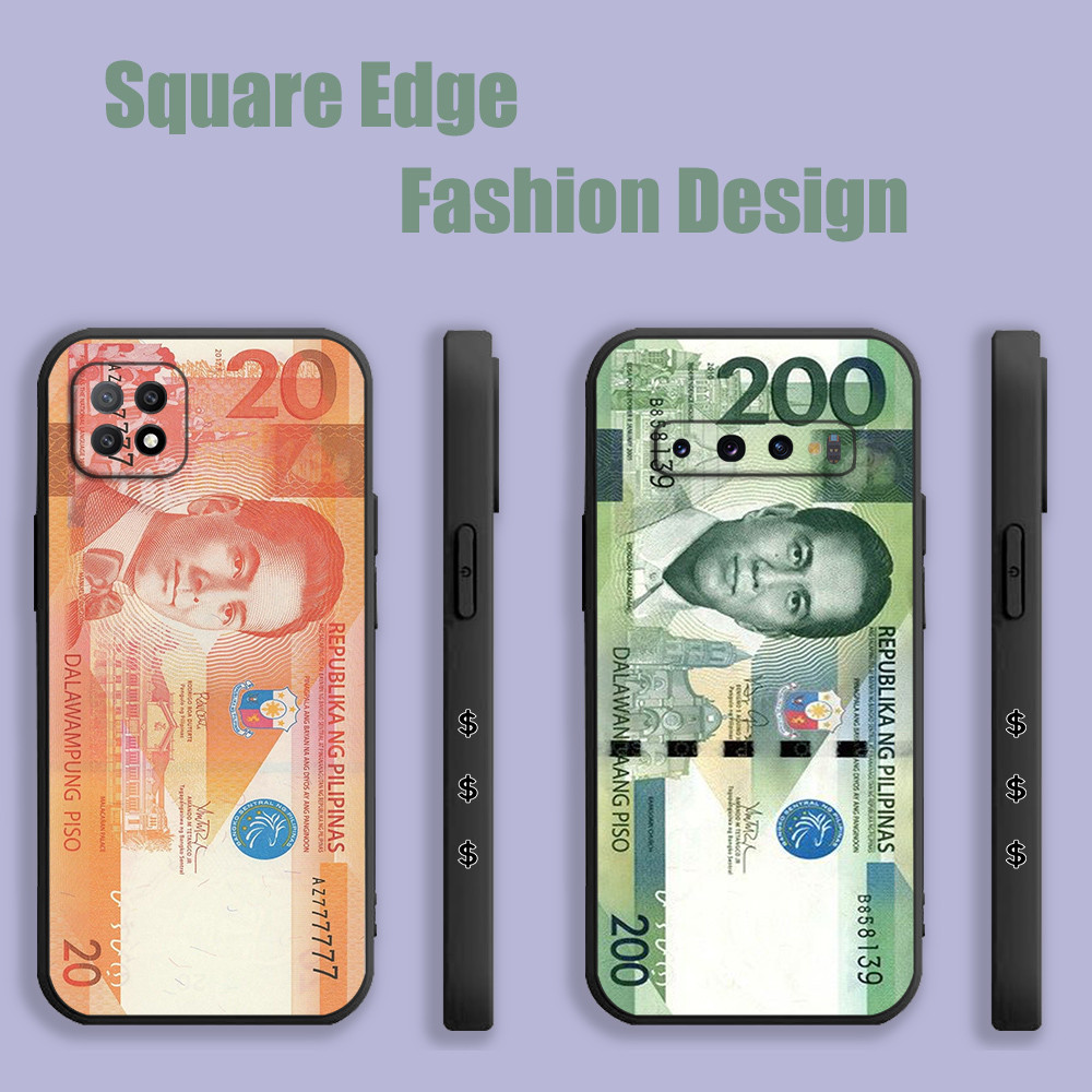 ปลอกสําหรับ Vivo Y02t V29e Y17s เงิน 20 200 บิล peso IAS05 เคสโทรศัพท์ Square Edge