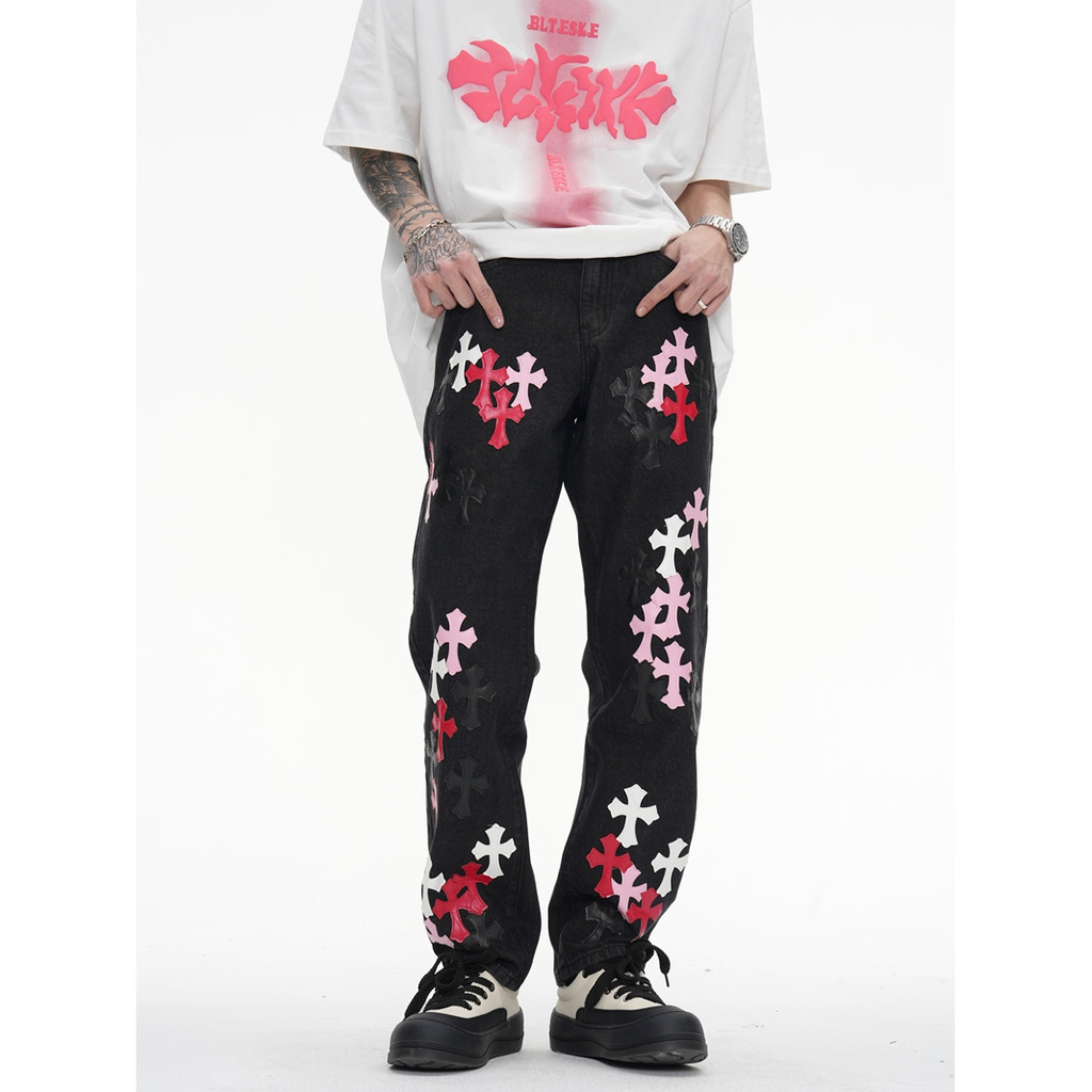 Chrome*Hearts Cross Vignette Jeans กางเกงขาตรงผู้ชาย