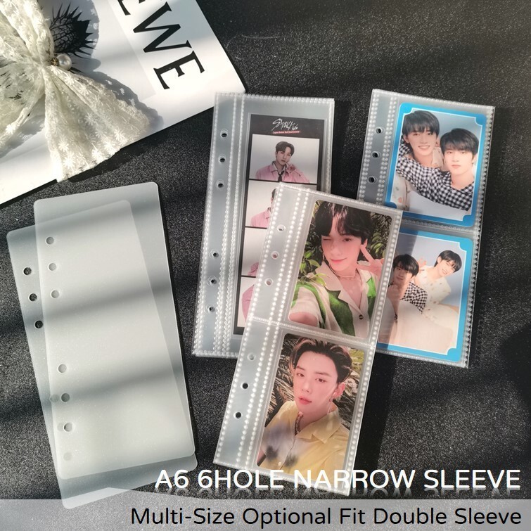 A6 6hole NARROW SLEEVE A6 Half High Clarity 1/2pocket Slim Size Loose Leaf K-POP Photocard Binder แขนเติมอัลบั้มภาพบุ๊คมาร์ค 4cut Photo Storage PP Divider