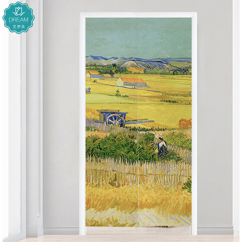 ผ้าม่าน แบบหนา ยาว ลายภาพวาดสีน้ํามัน Van Gogh สไตล์นอร์ดิก สําหรับตกแต่งบ้าน ห้องนอน ห้องครัว ห้องน้ํา