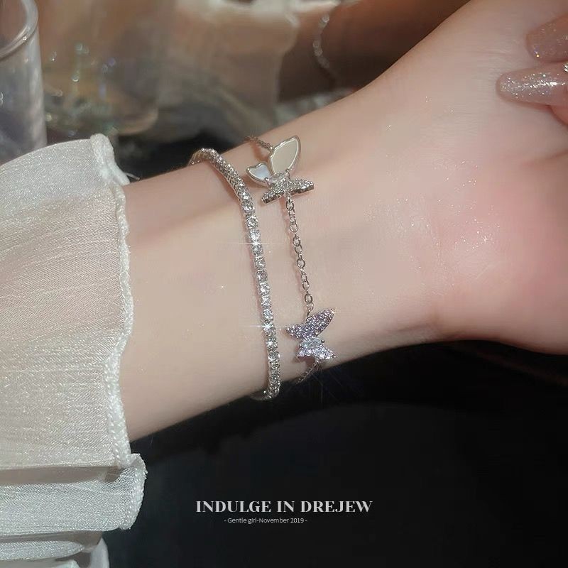 ♞,♘,♙"flower Shadow Butterfly" สร้อยข้อมือผีเสื้อหลายชั้นสไตล์ใหม่