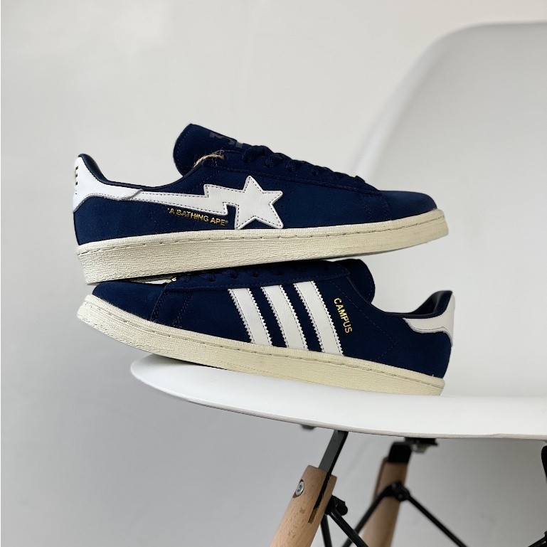 BAPE x Adidas Originals Campus 80s"30th Anniversary" Low Skate Shoes Casual Sneakers For Men Women