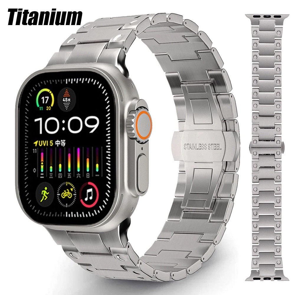 สายนาฬิกาข้อมือไทเทเนียมโลหะ แบบเปลี่ยน สําหรับ Apple watch series 9 8 7 6 5 4 se 3 2 i watch ultra