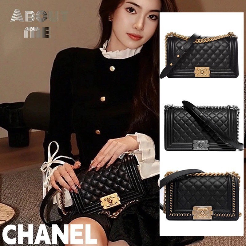 ♞,♘,♙ชาแนล Chanel LE BOY BAG กระเป๋าสะพายข้างผู้หญิง A67086# Medium/ Small/ Classic hot sale
