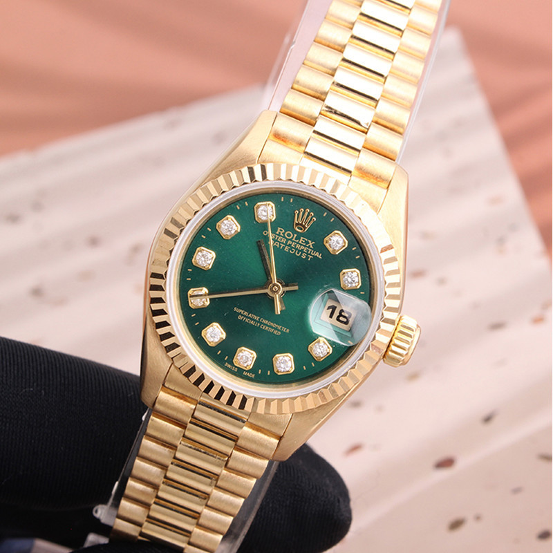 Rolex Rolex Log Type 18K Gold 69178 ด้านหลังเพชรนาฬิกากลไกอัตโนมัตินาฬิกาผู้หญิง