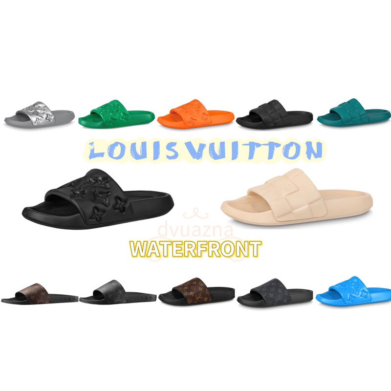 ♞แบรนด์ใหม่ 100% ของแท้ LOUIS VUITTON / LV WATERFRONT แฟชั่นรองเท้าแตะแบน