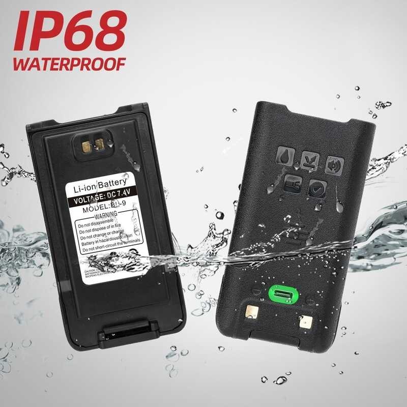❤ Li-Ion Battery Ip68 Waterproof Support Type-C Charge For Baofeng Uv-9R Plus Pro Uv-Xr Portable
