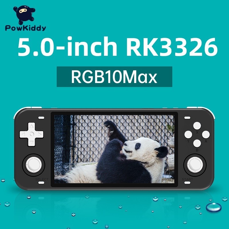 Powkiddy RGB10MAX เครื่องเล่นเกม Emuelec Linux RK3326 RGB10 MAX หน้าจอ IPS โยก