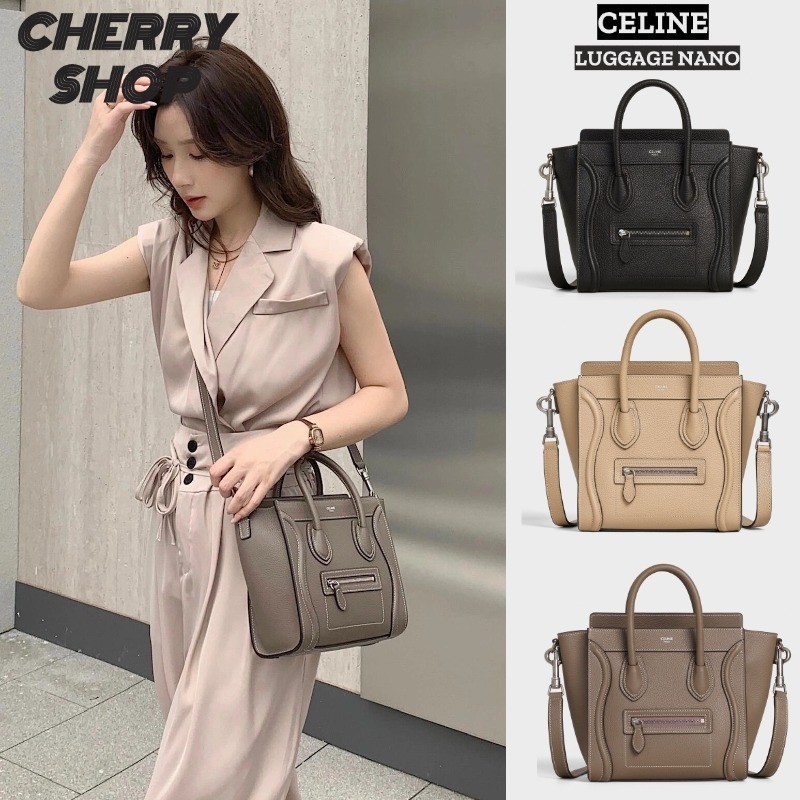ซีลีน Celine LUGGAGE NANO bag in calf leatherกระเป๋าถือ/ผู้หญิง/สีดำ 189243DRU.38NO