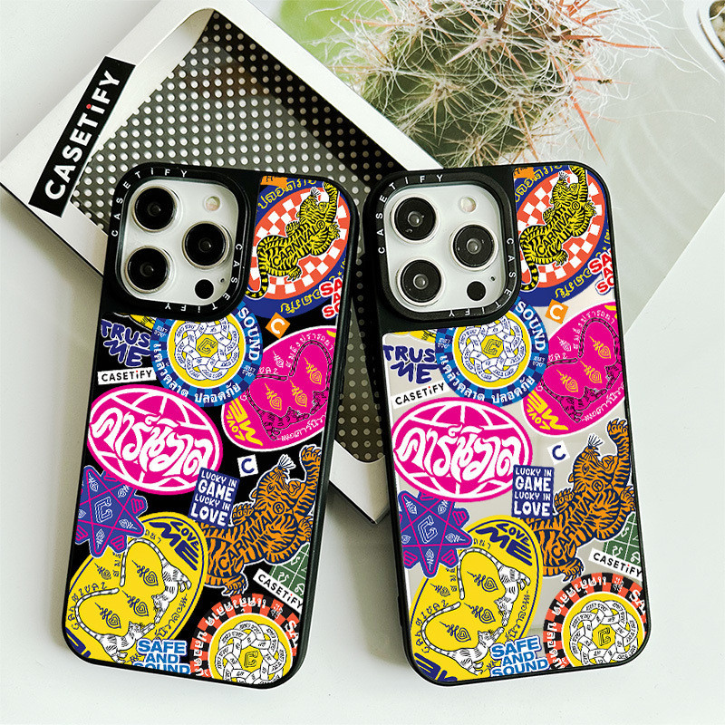Carnival สติกเกอร์กระจกปลอกสําหรับ IPhone 16 Pro Max Case 16 Plus Cover Soft Border Back PC Hard กันชนกันกระแทก