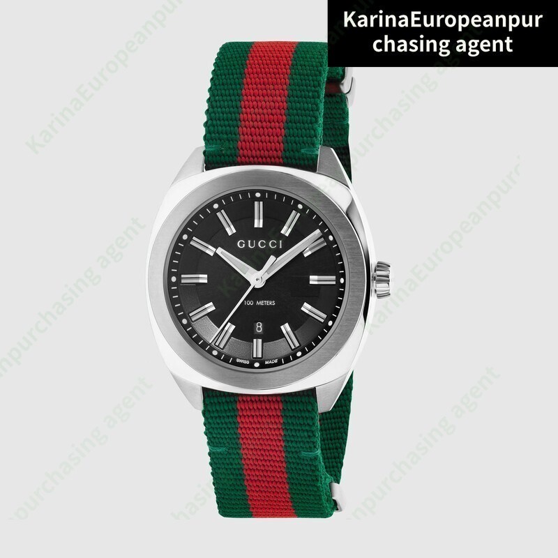 ♞GUCCI GG2570 BLACK DIAL GREEN RED/BLUE RED NYLON 41MM WATCH (BRAND NEW IN BOX)