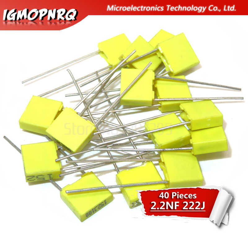 40Pcsตัวเก็บประจุการแก้ไข 2.2Nf 222J 100V 5Mm Polypropyleneความปลอดภัยพลาสติกฟิล์มใหม่เดิม